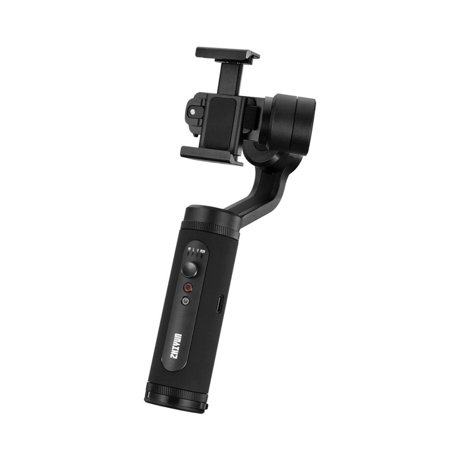 Smooth-Q2 smartphone gimbal stabilizer, handheld grip and control buttons
